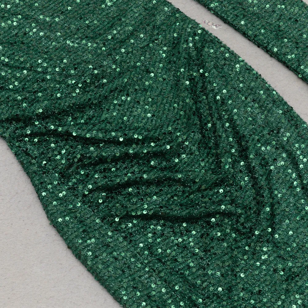 Asymmetric sequin cut out maxi dress in green Gloria Lanvin
