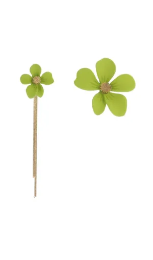ASYMMETRICAL TASSEL FLOWER EARRINGS IN GREEN Gloria Lanvin