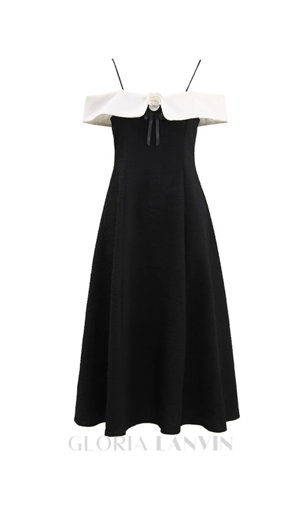 ATALANTA TEXTURED PLEATED SUSPENDER DRESS IN BLACK Gloria Lanvin