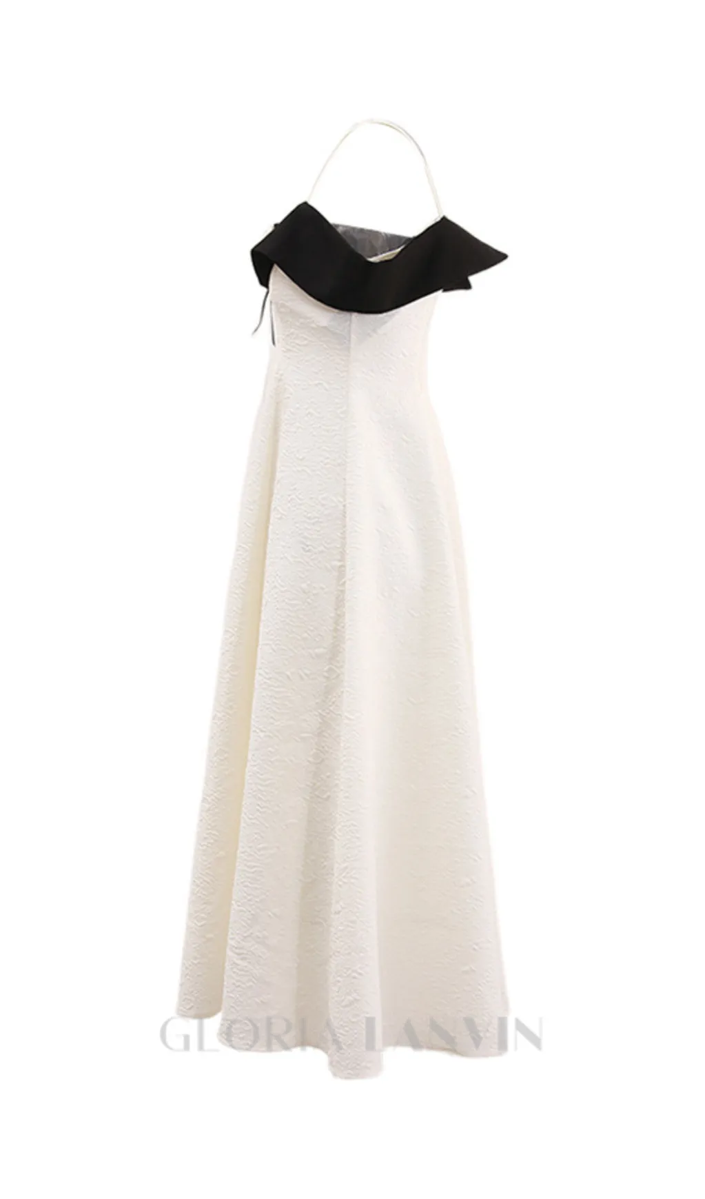 ATALANTA TEXTURED PLEATED SUSPENDER DRESS IN WHITE Gloria Lanvin