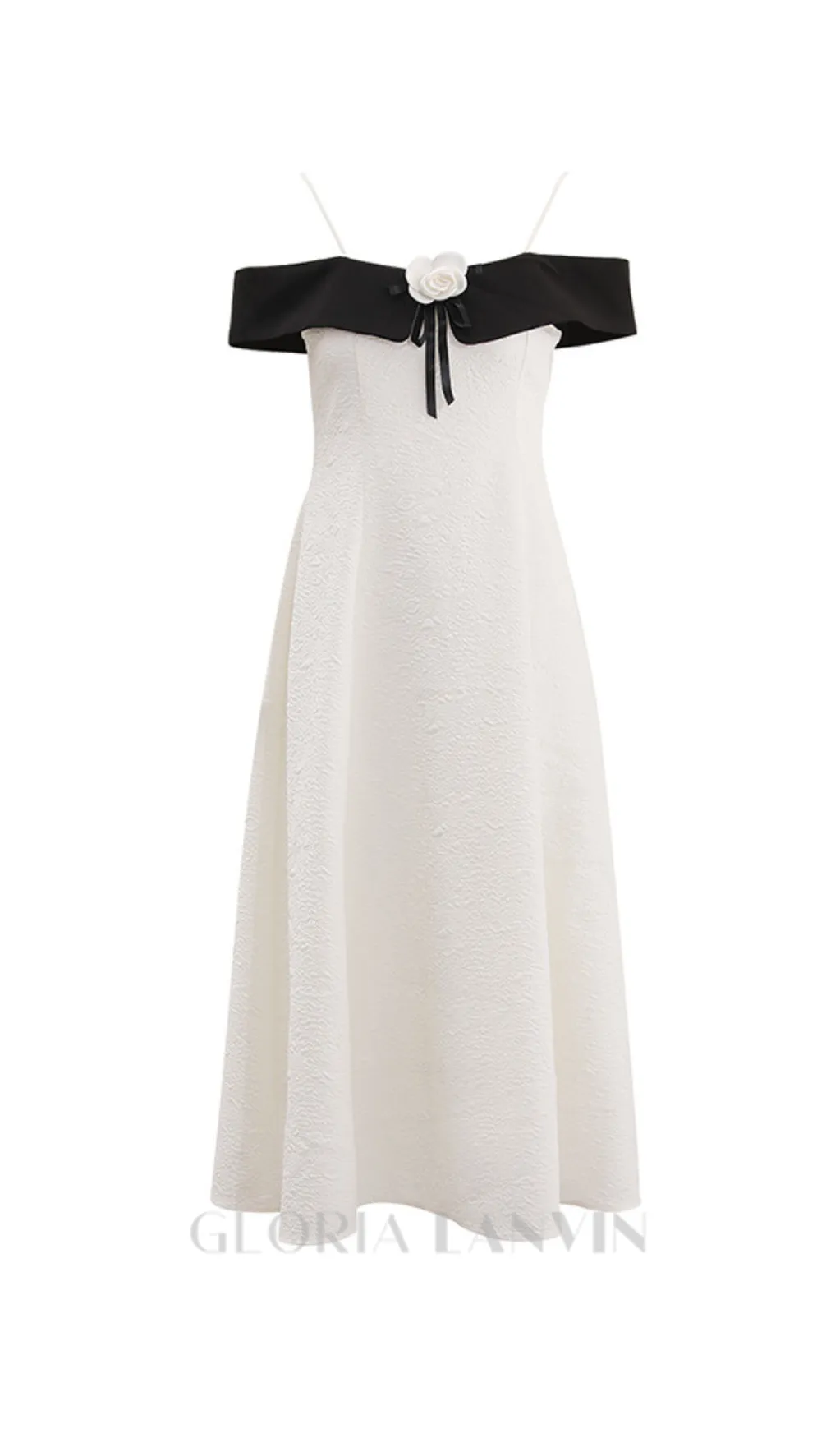 ATALANTA TEXTURED PLEATED SUSPENDER DRESS IN WHITE Gloria Lanvin