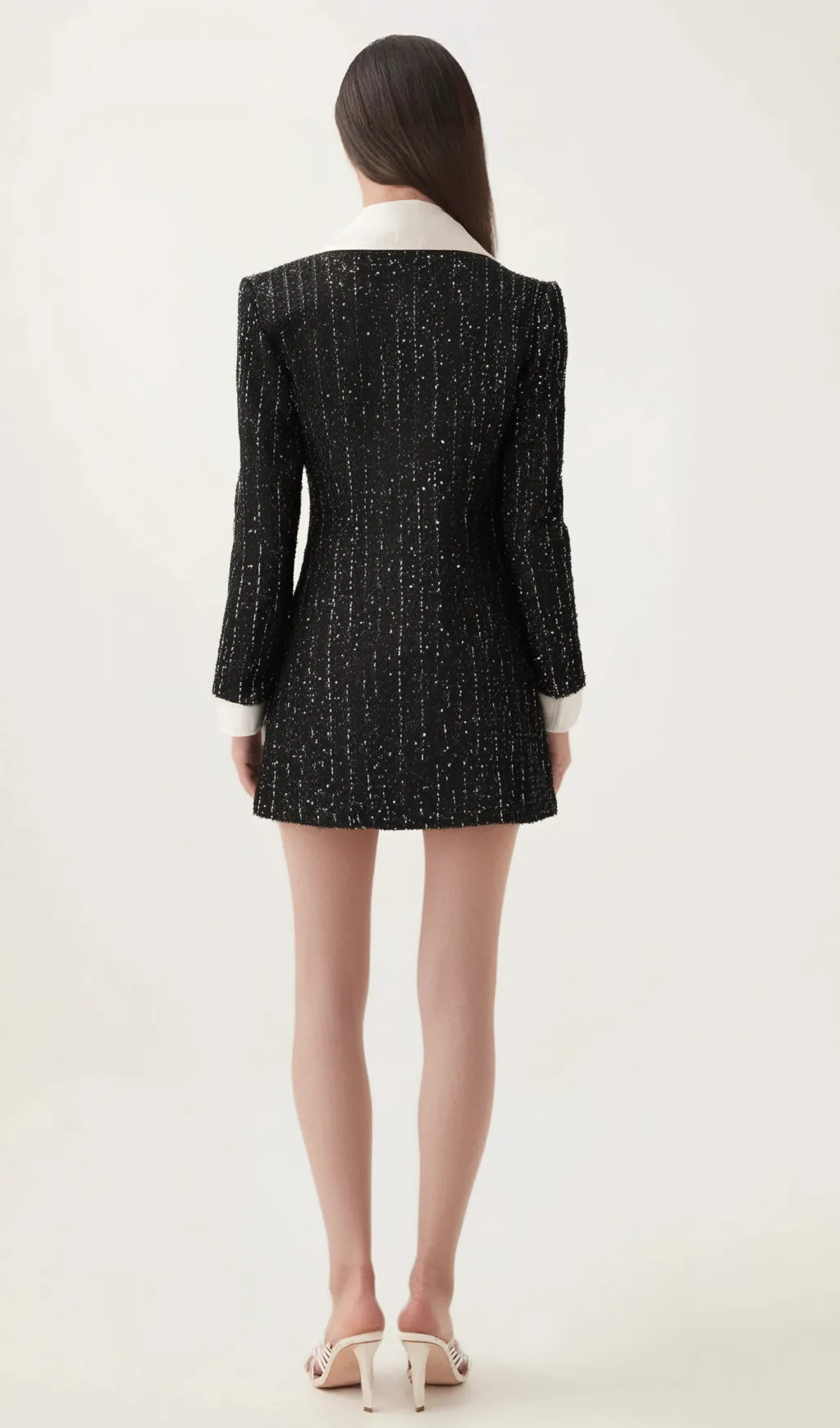 Audrey black sequin panelled tweed mini dress Gloria Lanvin