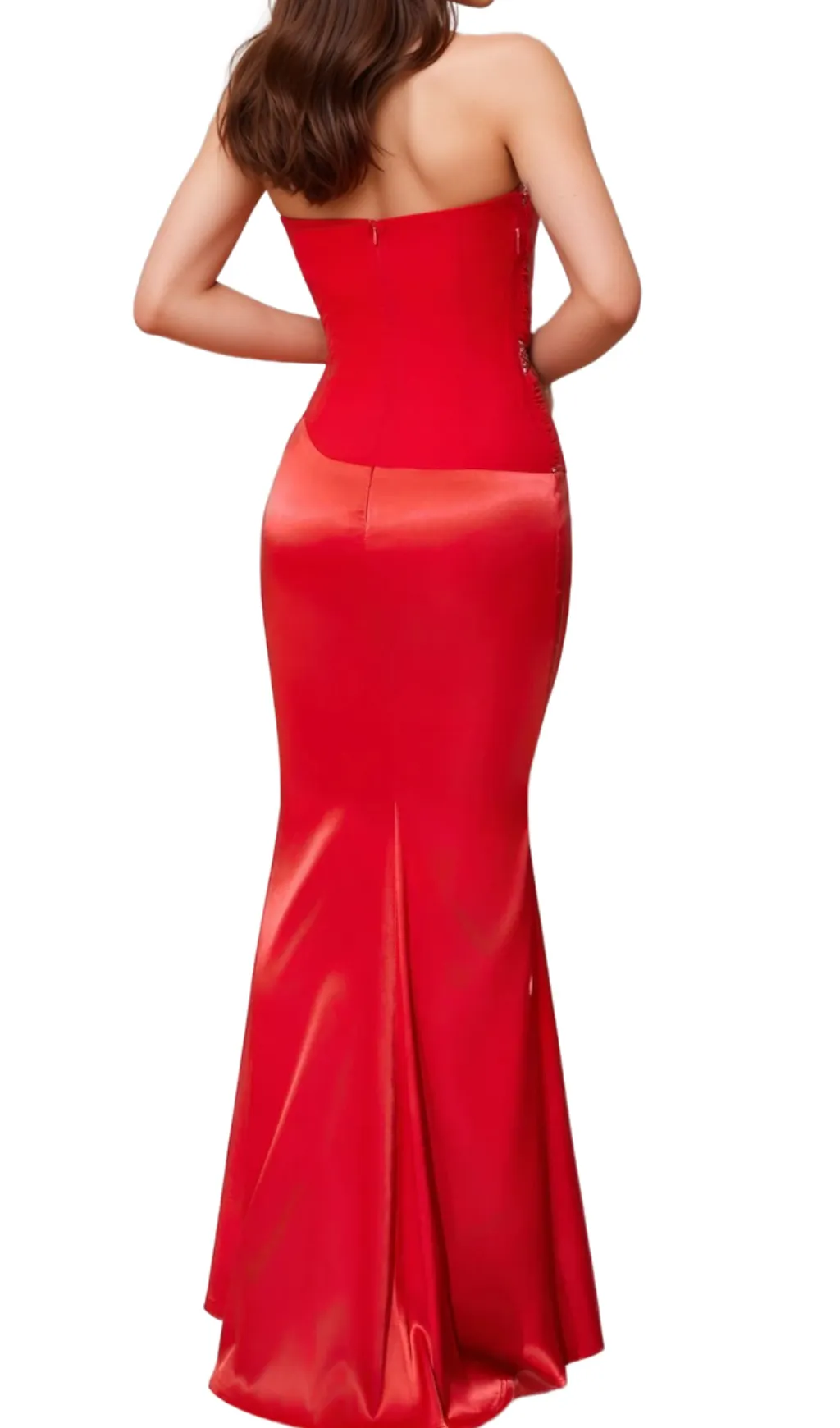 audrey sequin embellished strapless bodycon maxi dress in red Gloria Lanvin