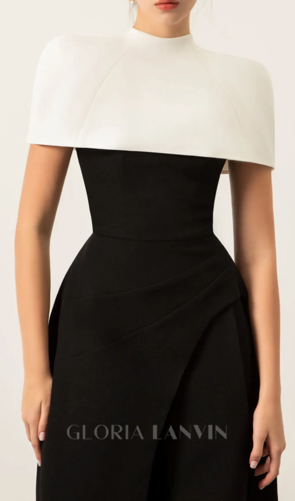 AUDREY SLIT CAPE MIDI DRESS IN BLACK Gloria Lanvin