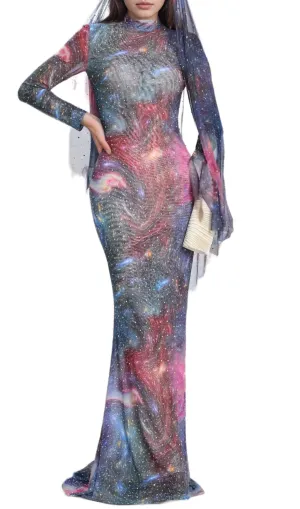 aurora printed hot drill maxi dress Gloria Lanvin