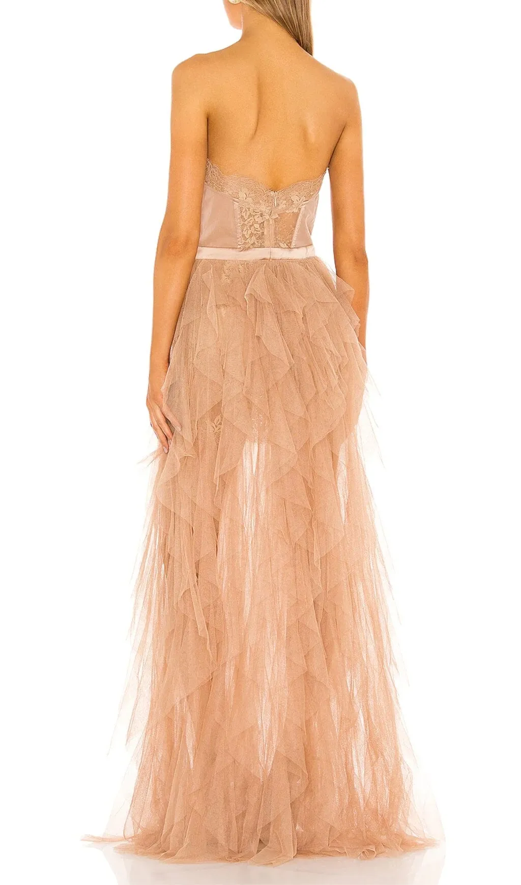 AVIS BEIGE LACE CORSET SLIM MIDI DRESS Gloria Lanvin