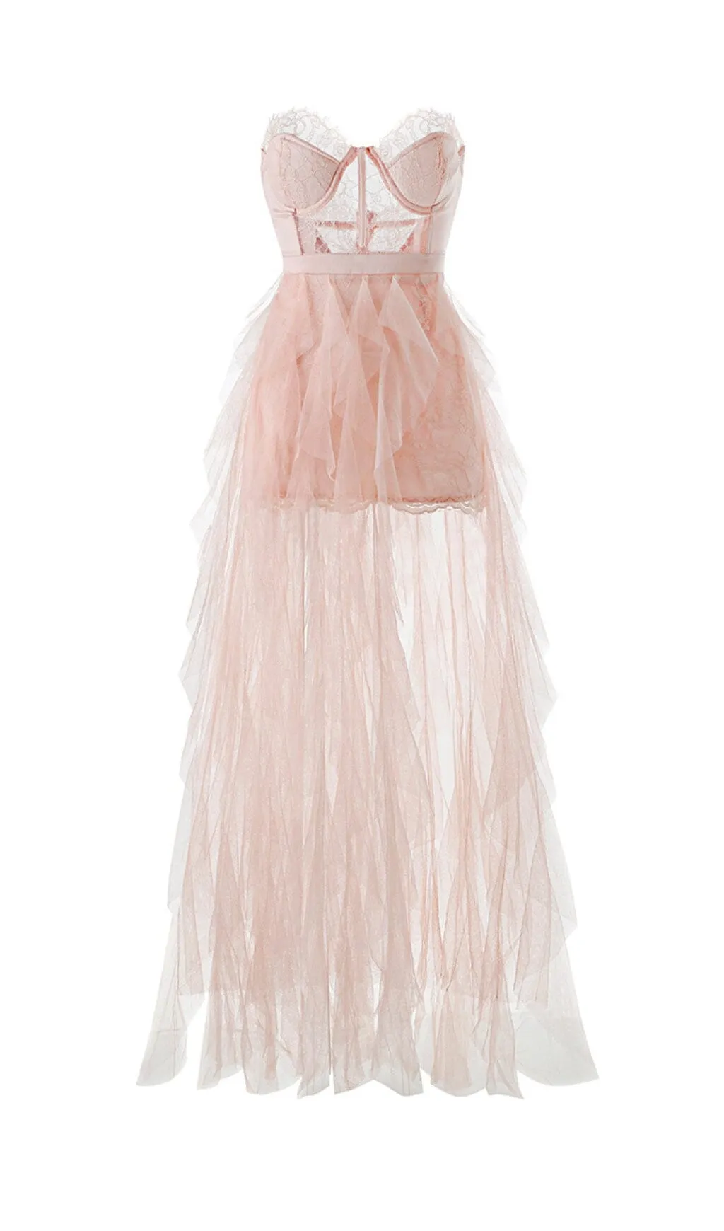 AVIS BEIGE LACE CORSET SLIM MIDI DRESS Gloria Lanvin