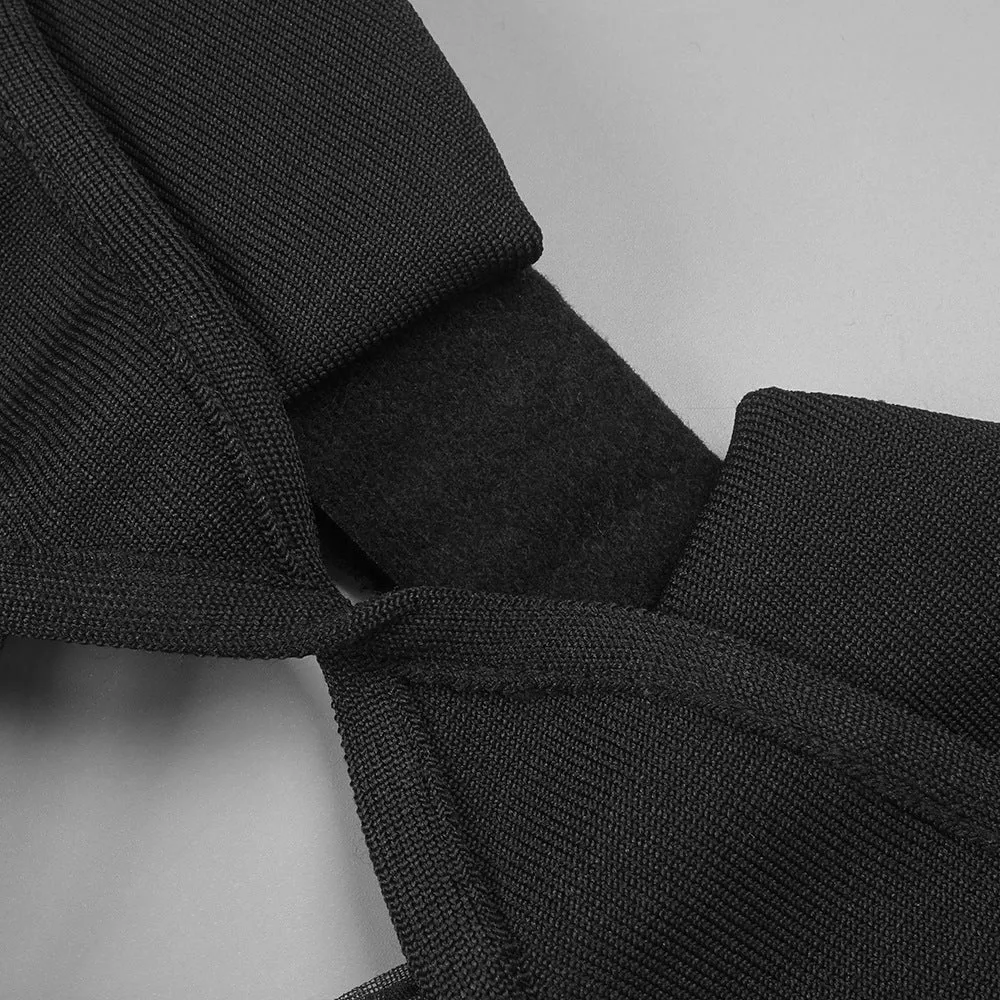 back slit knitted bandage maxi dress in black Gloria Lanvin