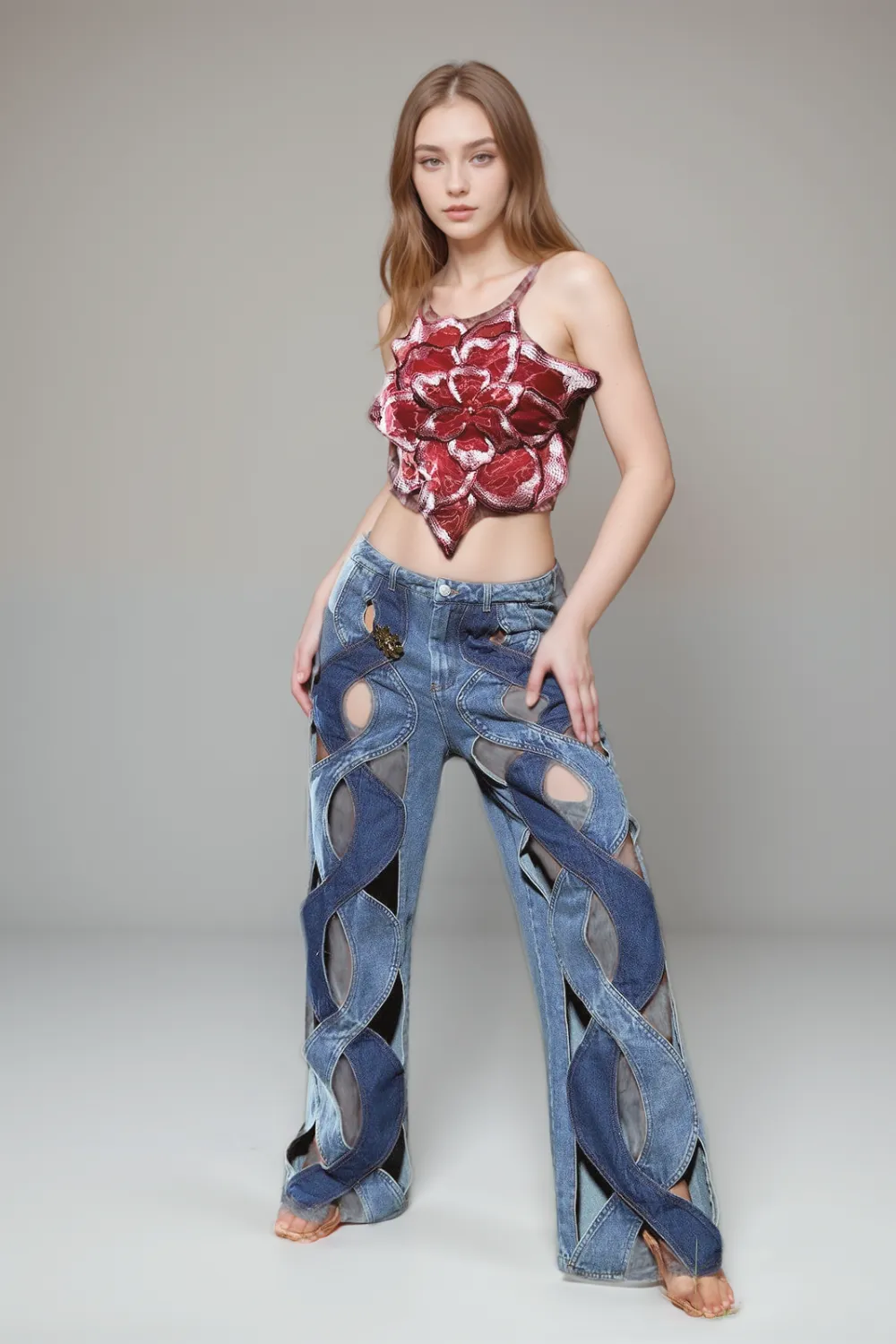 BACKLESS LACE FLOWER TOP Gloria Lanvin