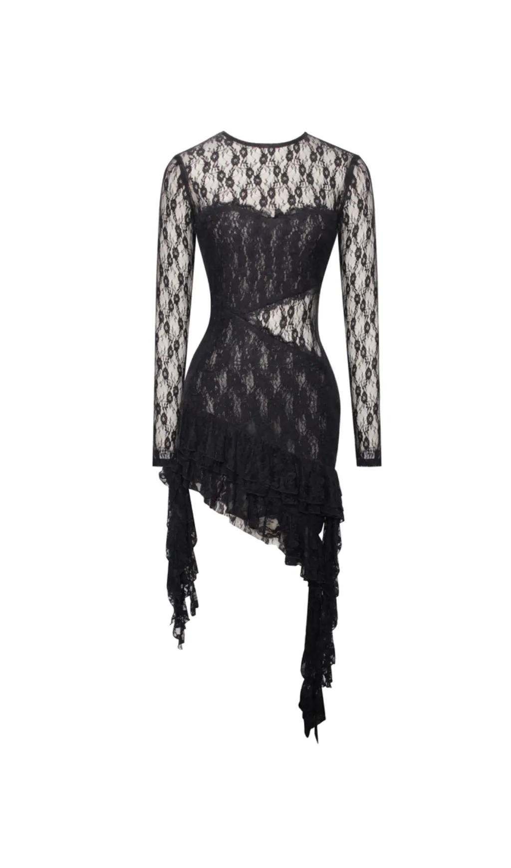 BACKLESS RUFFLE LACE MINI DRESS Gloria Lanvin