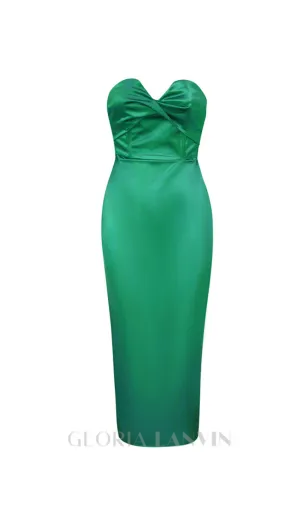 backless split twist-front bodycon midi dress in green Gloria Lanvin