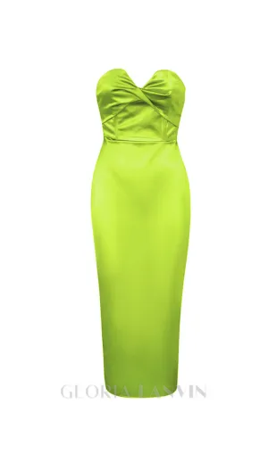 backless split twist-front bodycon midi dress in pale green Gloria Lanvin
