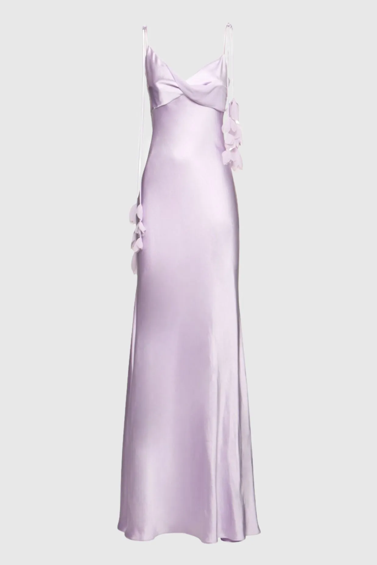 Bahari Floral Ribbon Satin Maxi Dress in purple Gloria Lanvin