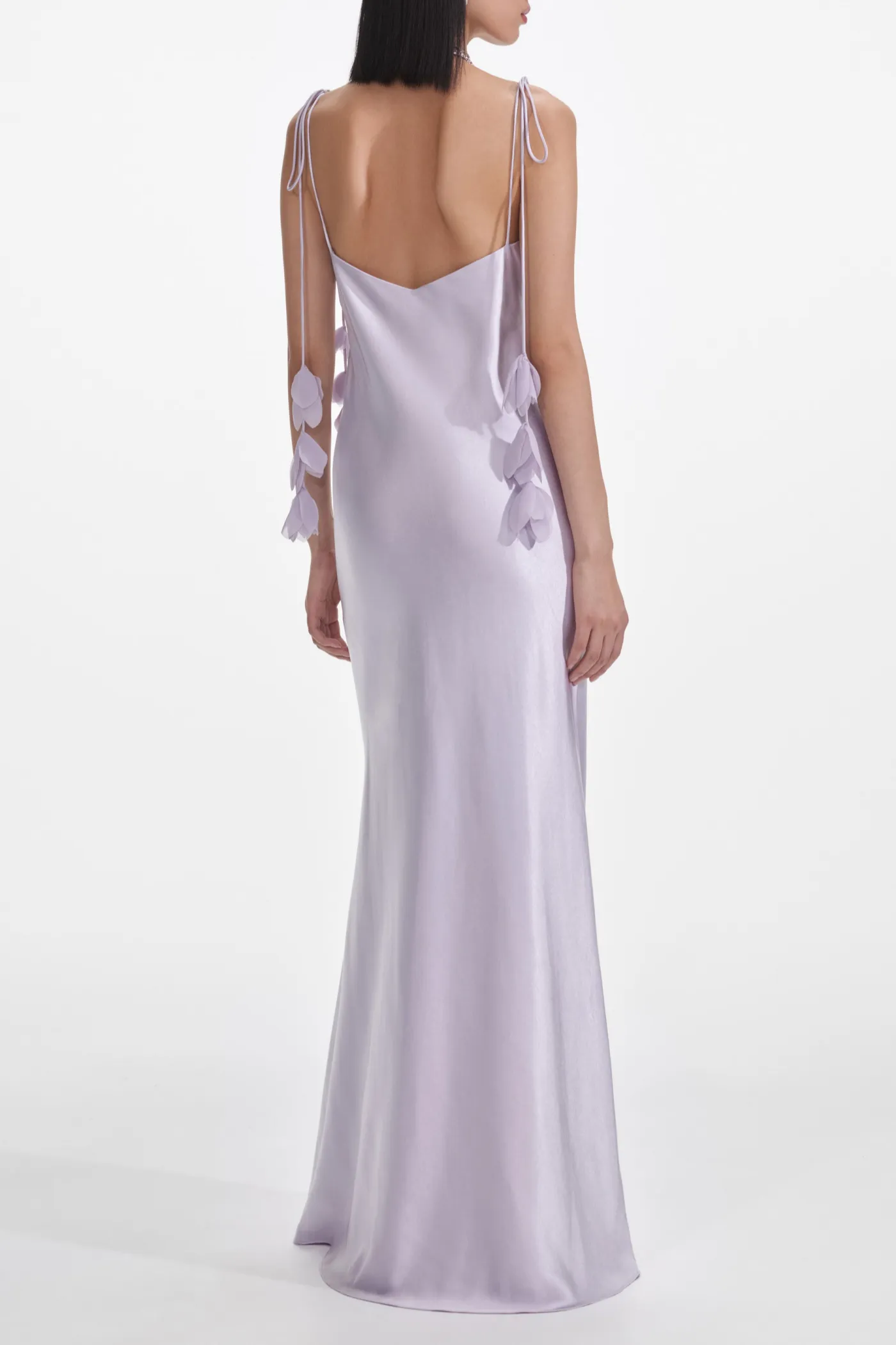 Bahari Floral Ribbon Satin Maxi Dress in purple Gloria Lanvin