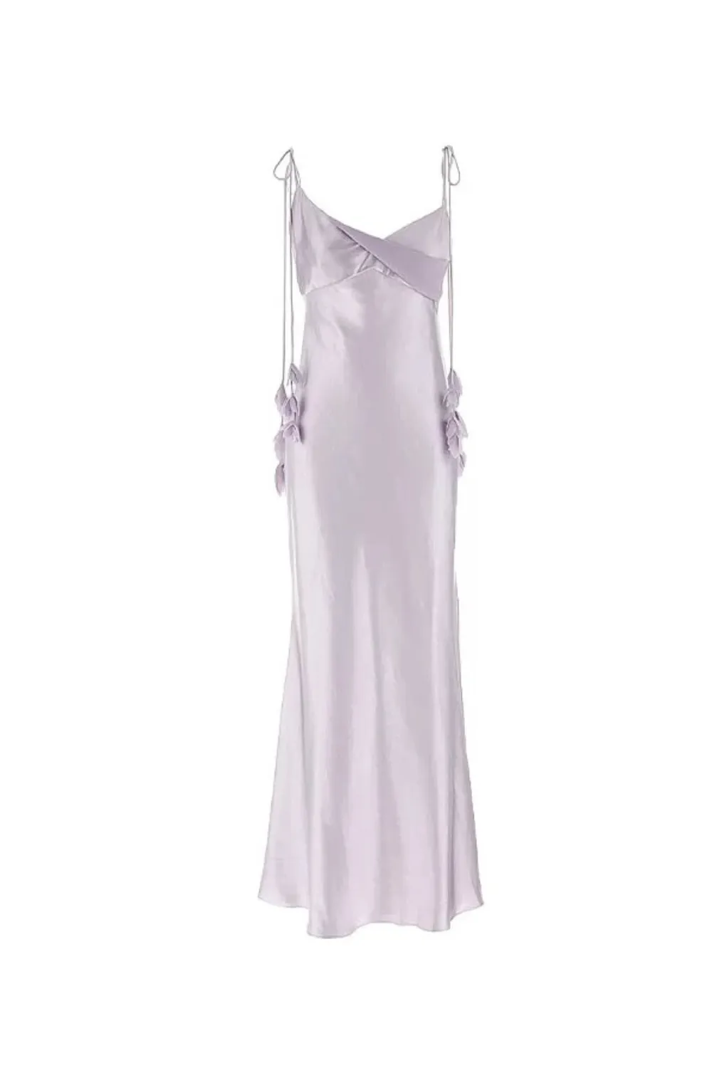 Bahari Floral Ribbon Satin Maxi Dress in purple Gloria Lanvin
