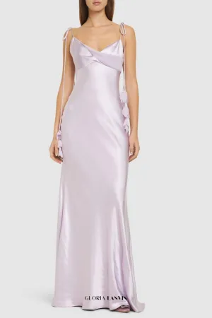 Bahari Floral Ribbon Satin Maxi Dress in purple Gloria Lanvin