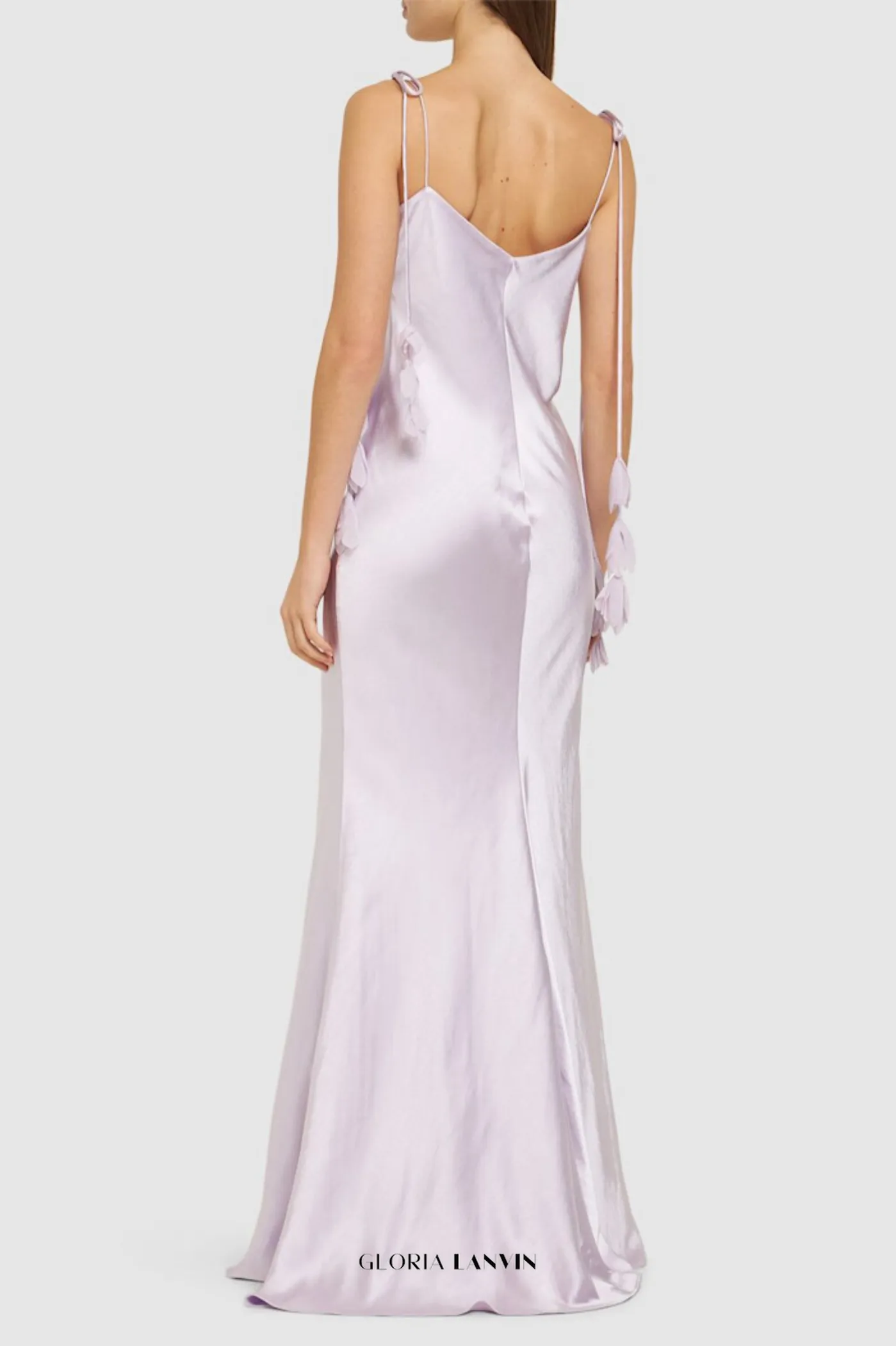 Bahari Floral Ribbon Satin Maxi Dress in purple Gloria Lanvin