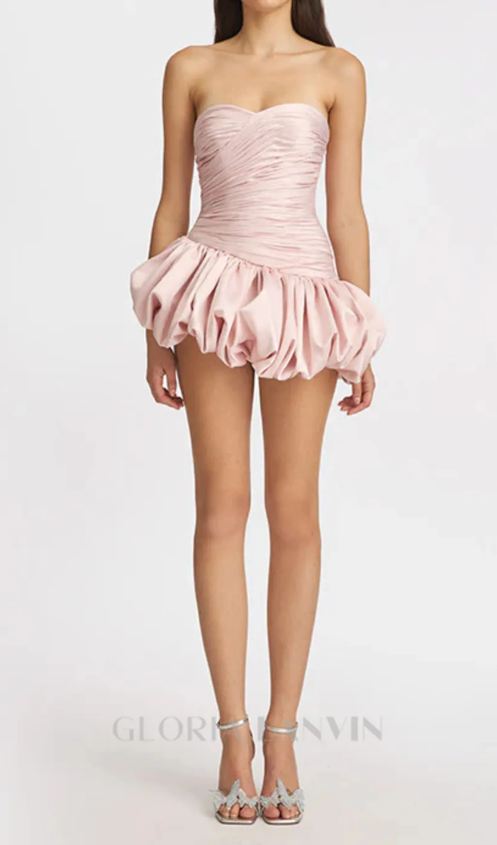 Balloon Draped strapless Mini Dress in pink Gloria Lanvin