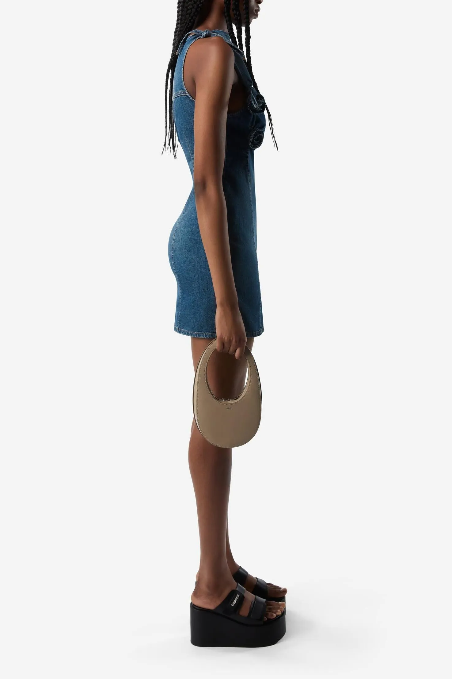 Balto Flower Asymmetric Denim Mini Dress Gloria Lanvin