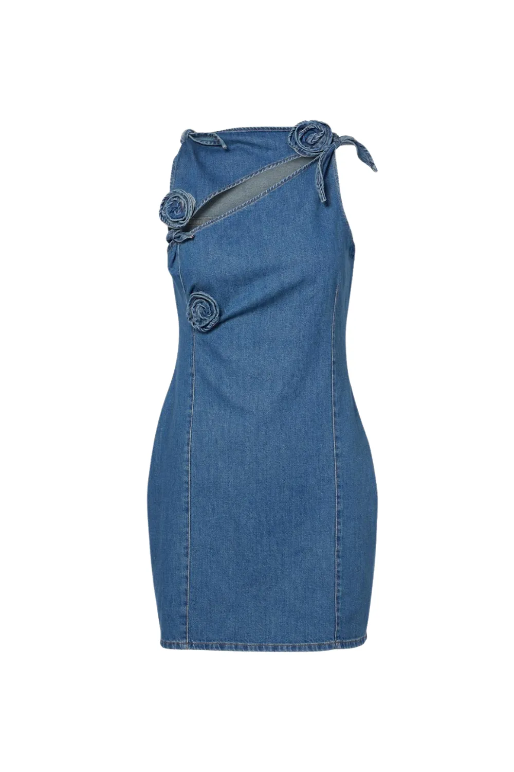 Balto Flower Asymmetric Denim Mini Dress Gloria Lanvin