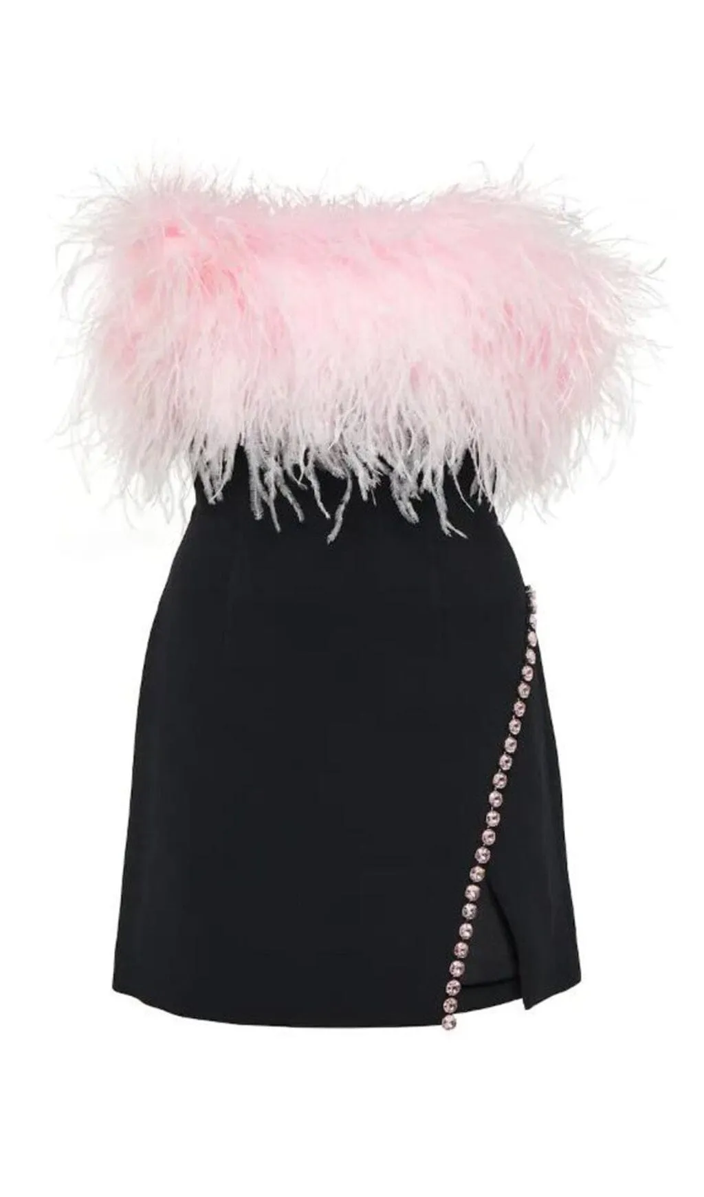 BANDAGE FEATHER CRYSTAL MINI DRESS IN BLACK Gloria Lanvin