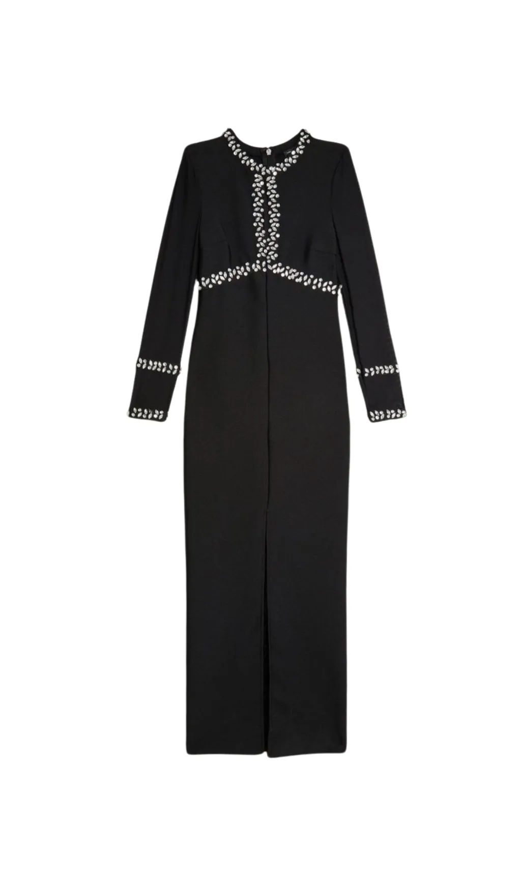 BANDAGE FIGURE FORM KNIT KEYHOLE EMBELLISHED MAXI DRESS Gloria Lanvin