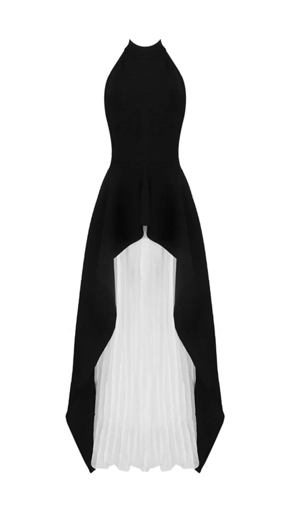 BANDAGE HIGH NECK PLEATED PEPLUM MAXI DRESS Gloria Lanvin