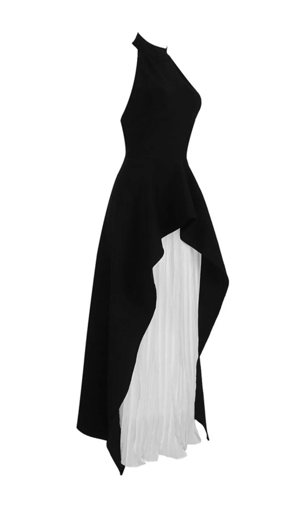 BANDAGE HIGH NECK PLEATED PEPLUM MAXI DRESS Gloria Lanvin
