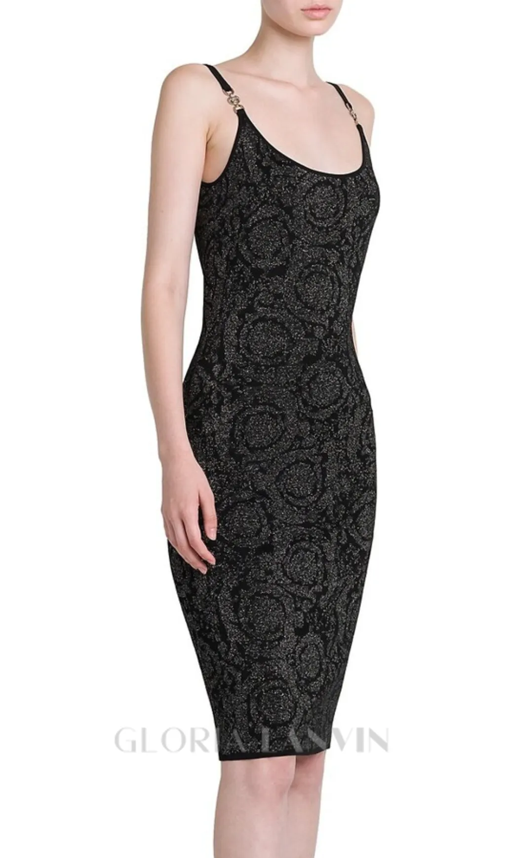 BAROCCO JACQUARD KNITTED MIDI DRESS IN BLACK Gloria Lanvin