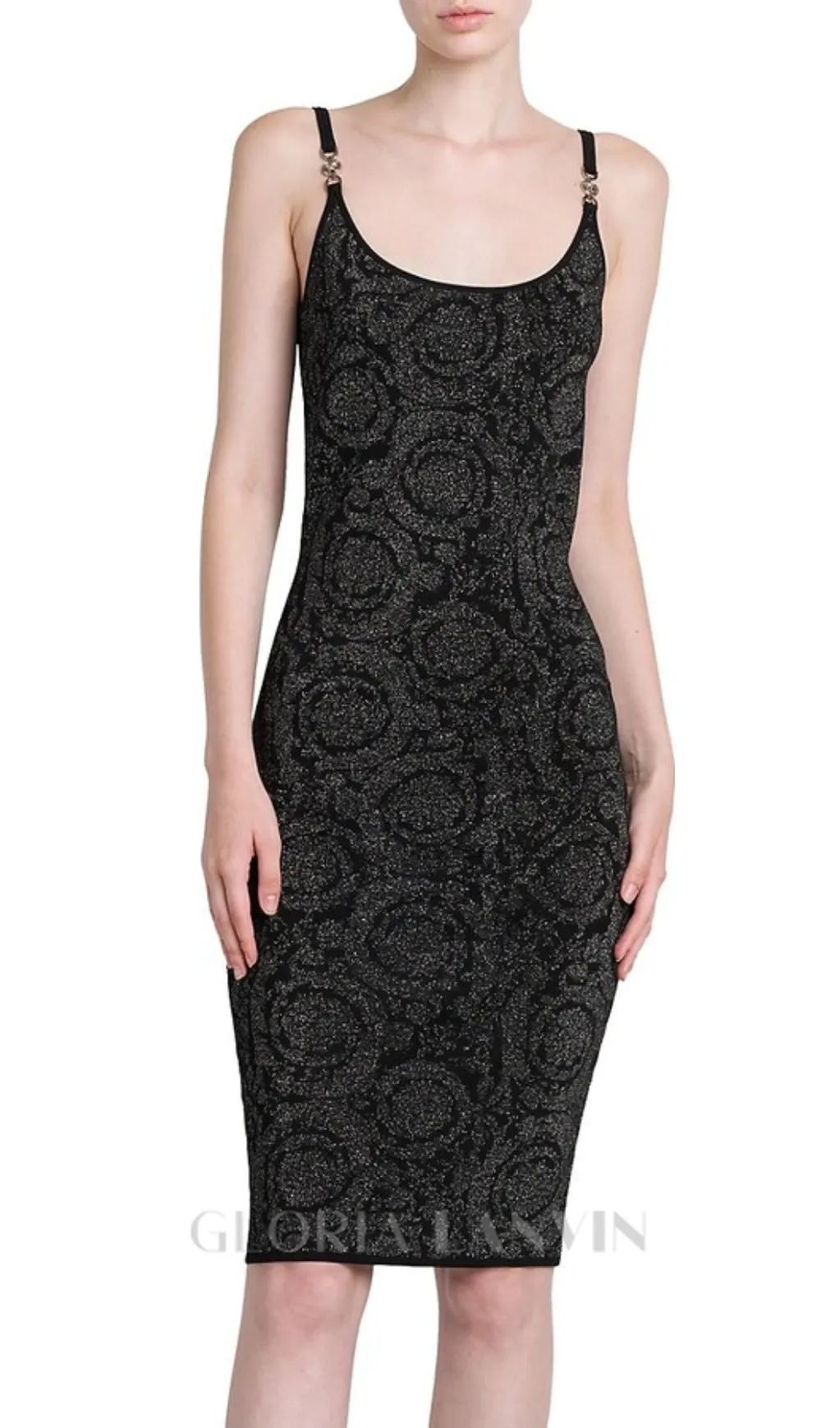 BAROCCO JACQUARD KNITTED MIDI DRESS IN BLACK Gloria Lanvin