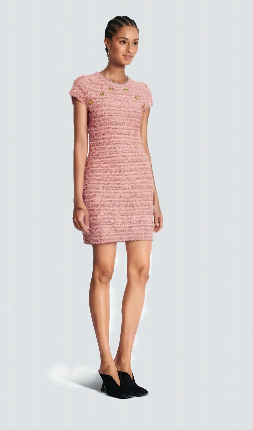 Batrice pink fringe knitted mini dress Gloria Lanvin