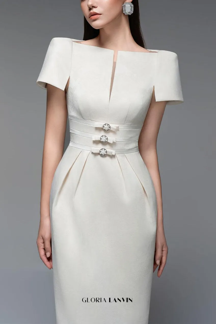 Beatrice Sheath Boat Neck Brocade maxi Dress Gloria Lanvin