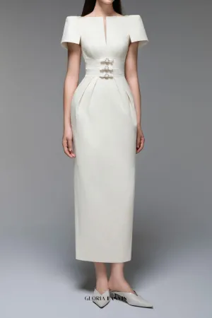 Beatrice Sheath Boat Neck Brocade maxi Dress Gloria Lanvin