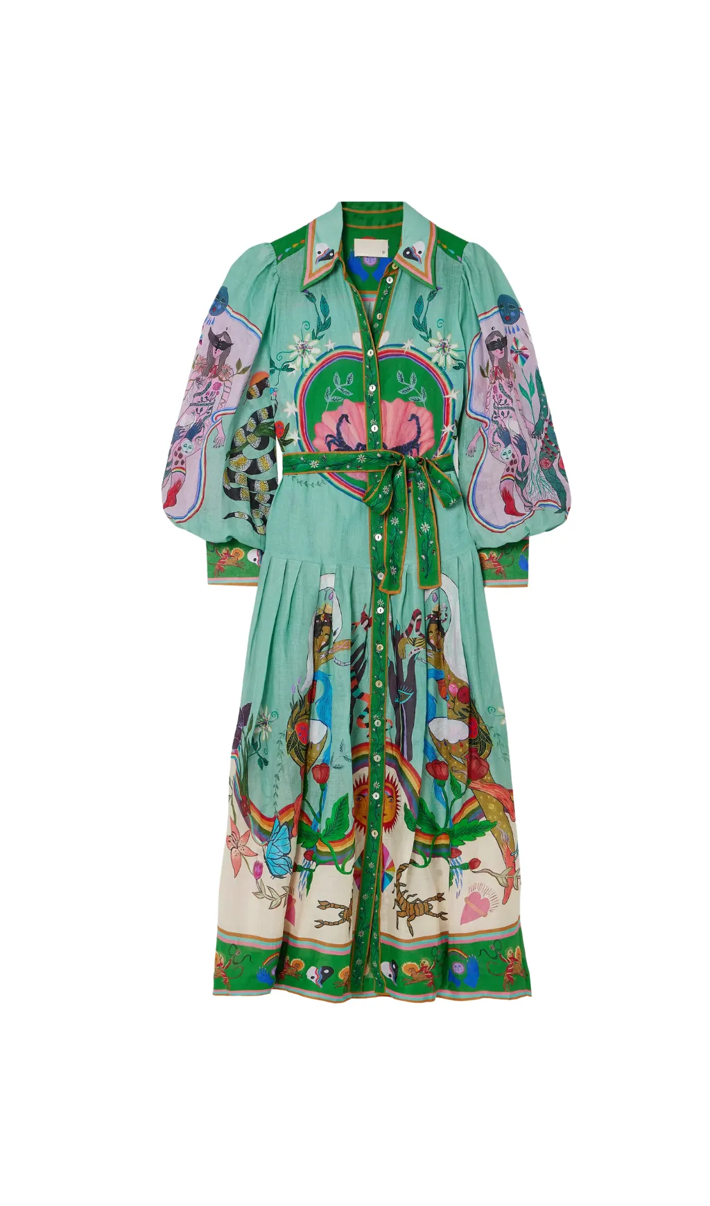 BELTED PRINTED RAMIE MAXI SHIRT DRESS Gloria Lanvin