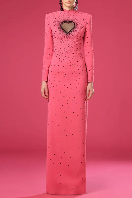 Berenice Heart Cutout  Long Sleeve Maxi Dress Gloria Lanvin