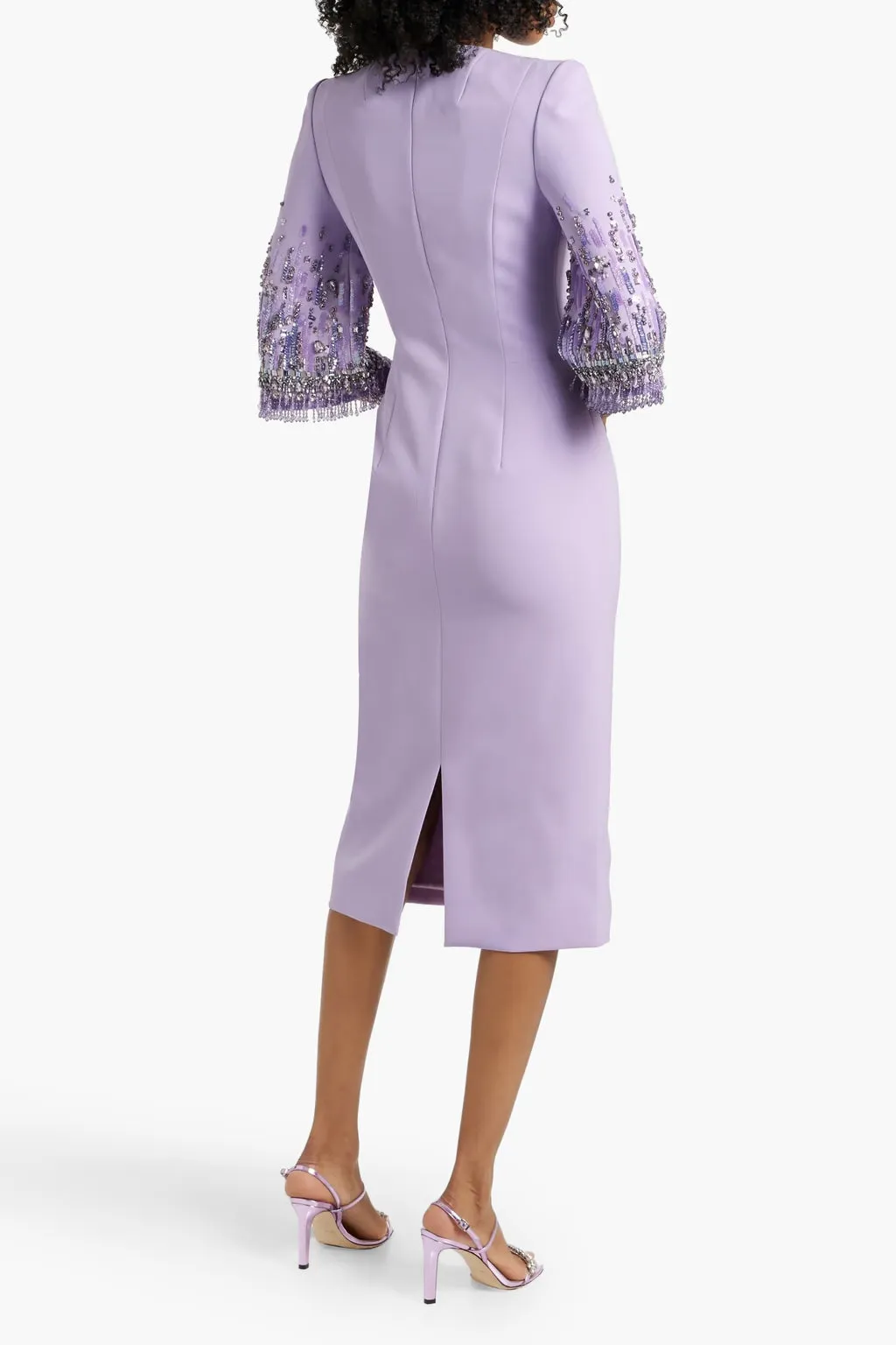 bergman embellished crepe midi dress in lavender Gloria Lanvin