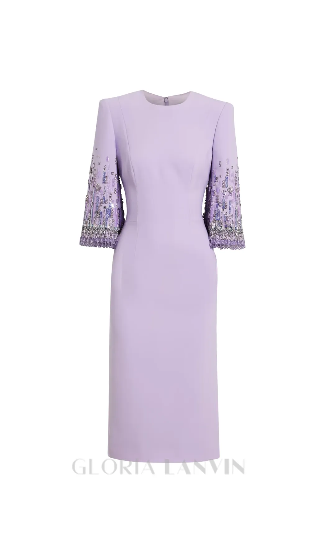 bergman embellished crepe midi dress in lavender Gloria Lanvin