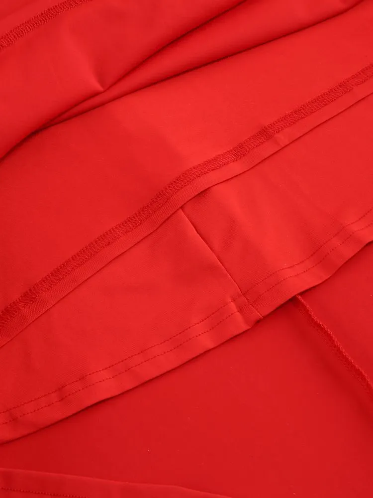 BERNICE LONG SLEEVE DRAPED EMBELLISHED MAXI DRESS IN RED Gloria Lanvin
