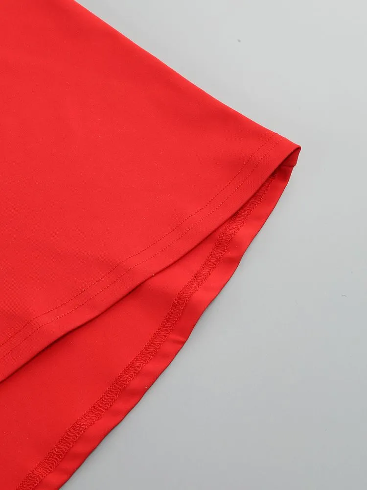 BERNICE LONG SLEEVE DRAPED EMBELLISHED MAXI DRESS IN RED Gloria Lanvin
