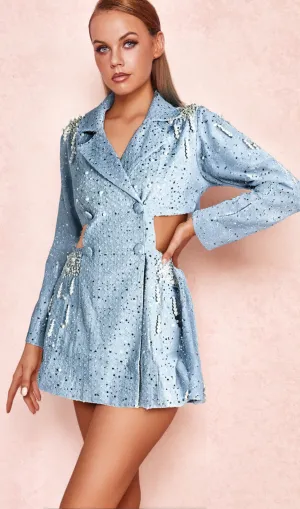 BERTHA PEARL CUTOUT TUXEDO BLAZER DRESS IN BLUE Gloria Lanvin