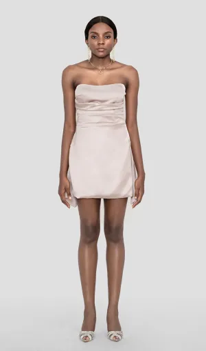 BERYL NUDE SATIN STRAPLESS CORSET MINI DRESS Gloria Lanvin