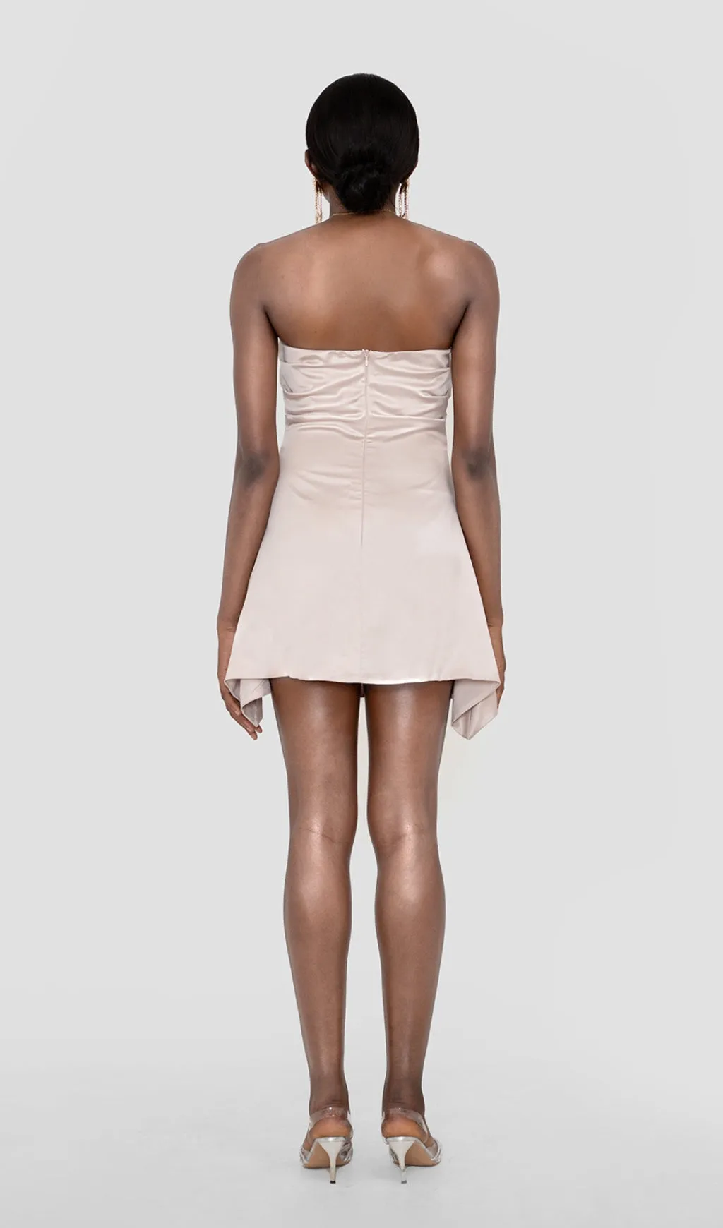 BERYL NUDE SATIN STRAPLESS CORSET MINI DRESS Gloria Lanvin