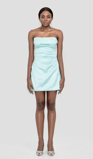 BERYL TURQ SATIN STRAPLESS CORSET MINI DRESS Gloria Lanvin