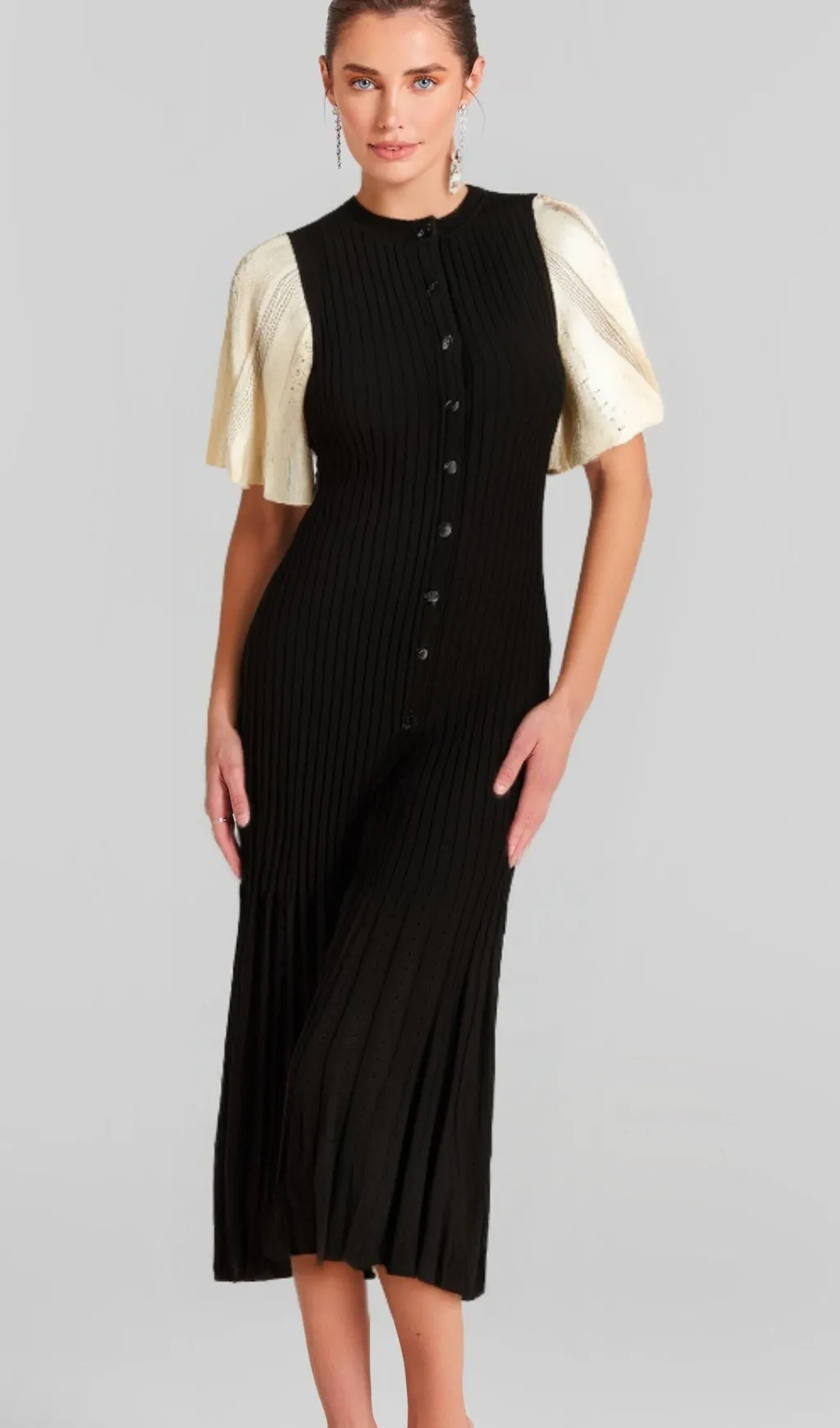 beulah knit midi dress in black Gloria Lanvin