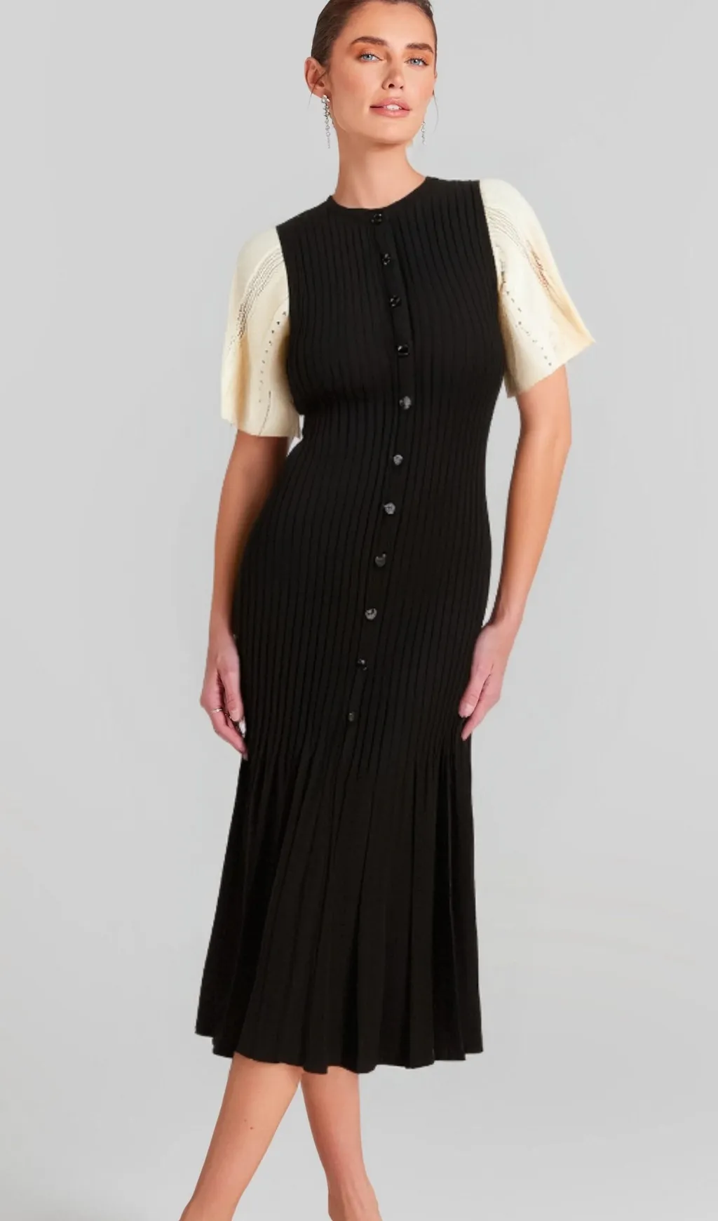 beulah knit midi dress in black Gloria Lanvin