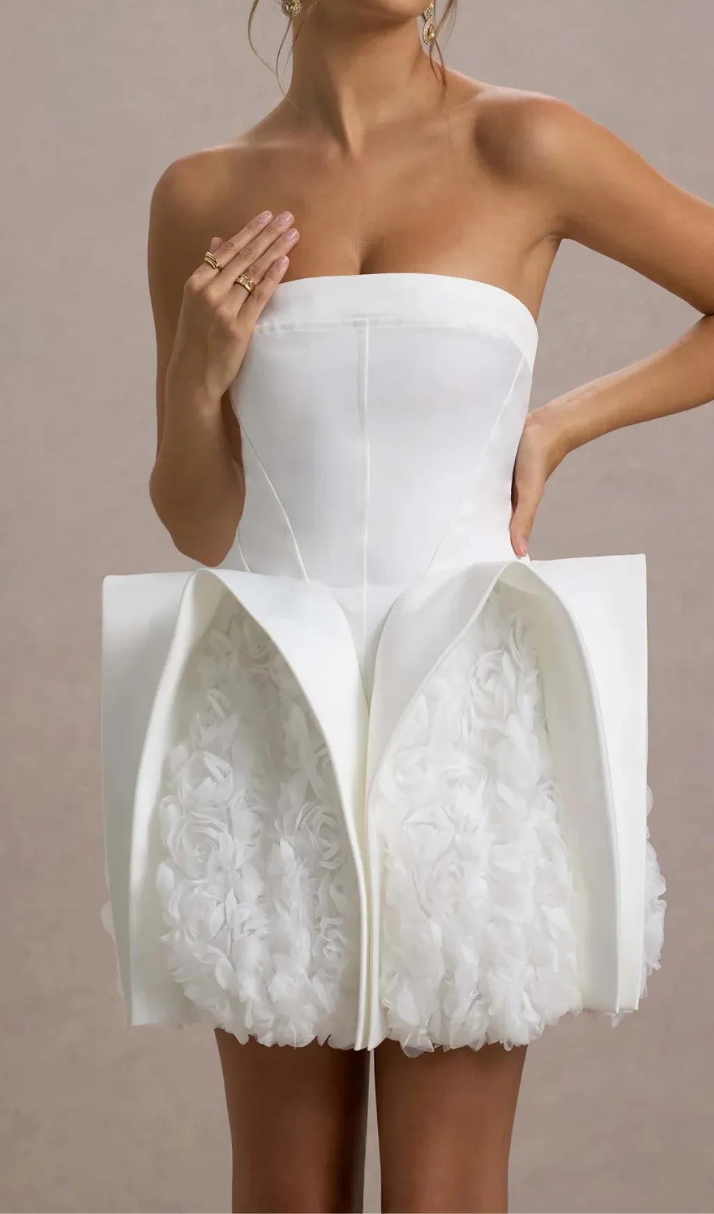beverly Calais Strapless Flower Mini Dress Gloria Lanvin