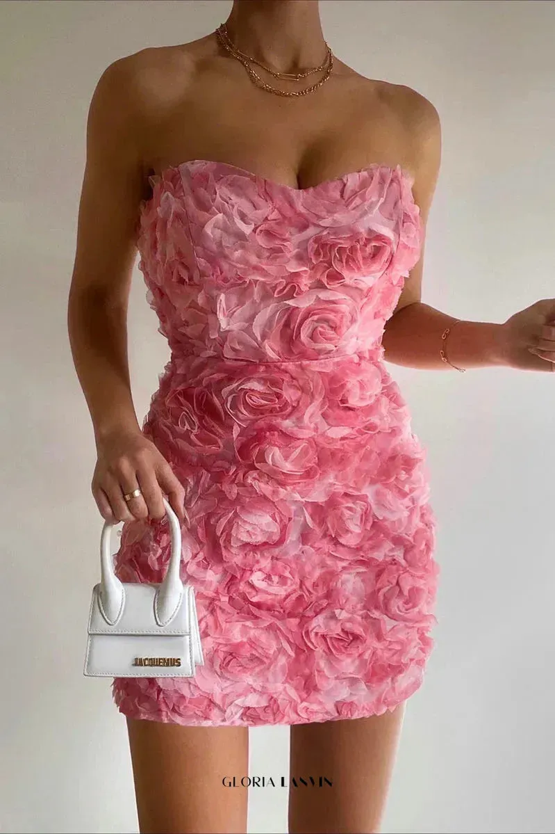 beverly Floral embellished Mini Dress in pink Gloria Lanvin