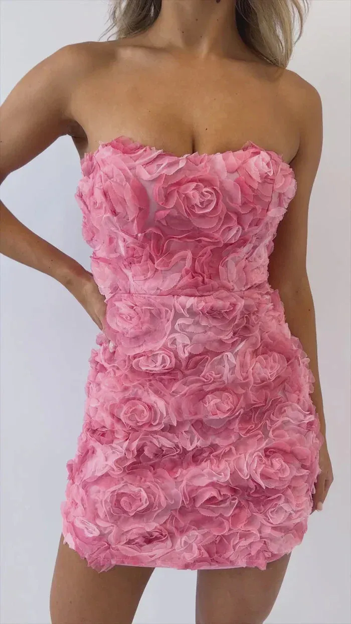 beverly Floral embellished Mini Dress in pink Gloria Lanvin