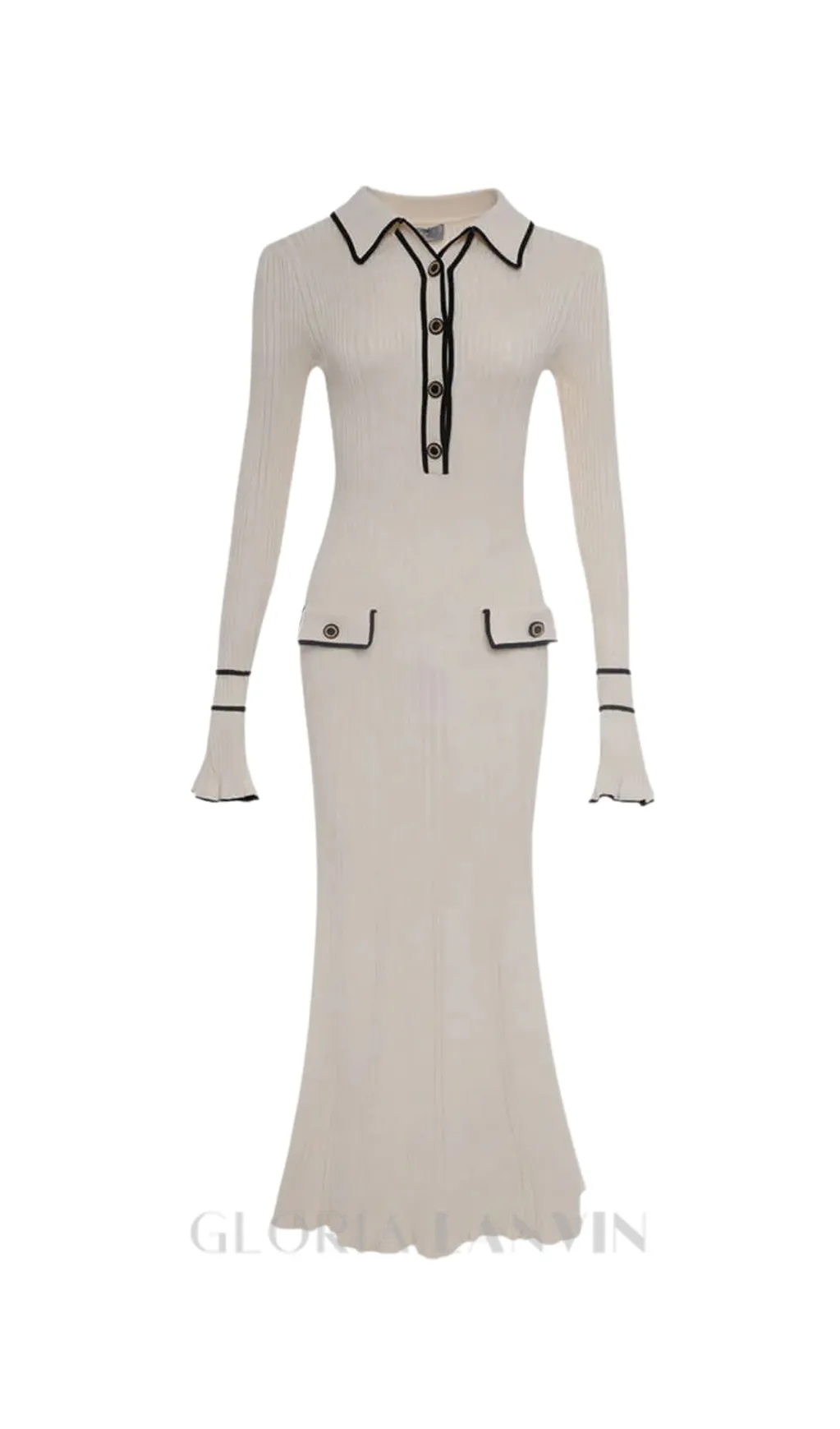 beverly knit bodycon midi dress in white Gloria Lanvin