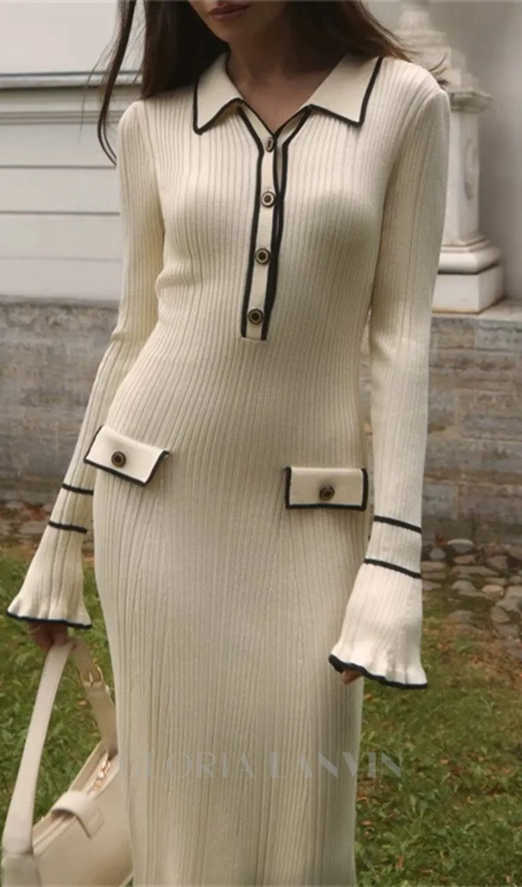 beverly knit bodycon midi dress in white Gloria Lanvin